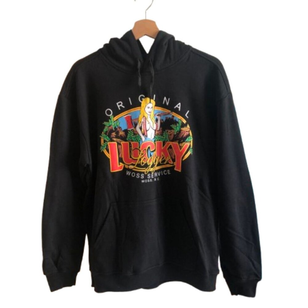 NWOT - Gildan Premium Cotton Black Lucky Logger Hoodie - Medium